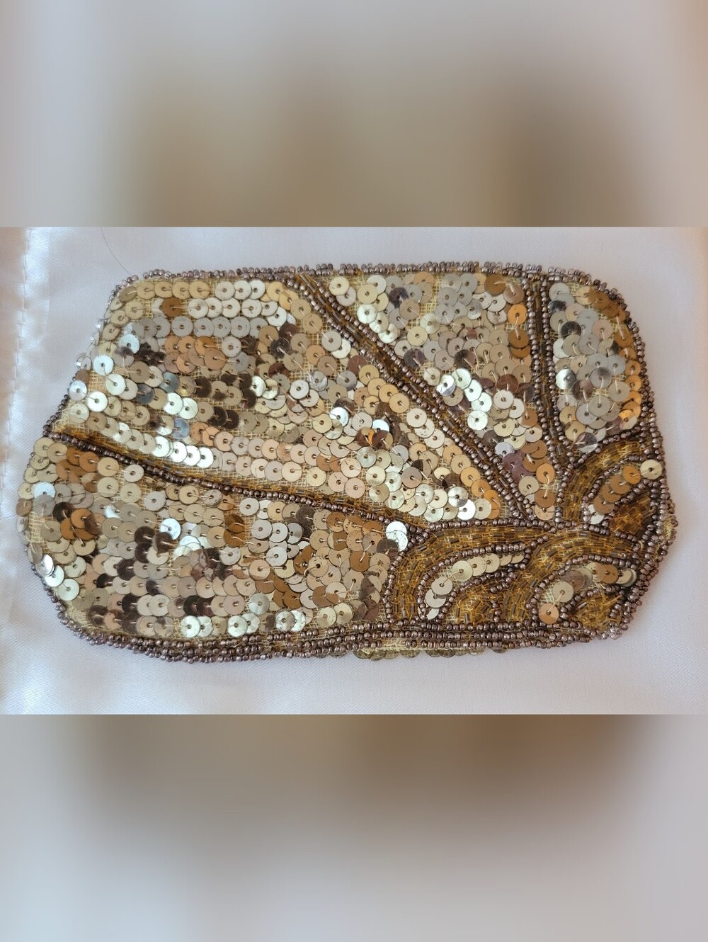 Vintage Gold Sequin Czech Zippered Clutch